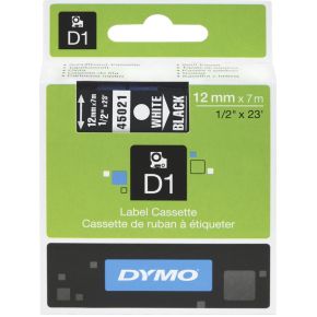Dymo D1 Tape Cassette 12 mm x 7m wit op zwart 45021