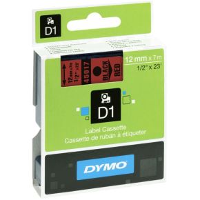 Dymo D1 Tape Cassette 12 mm x 7m zwart op rood 45017