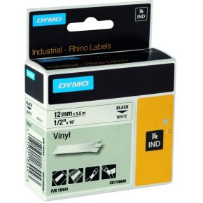 Dymo Rhino Band Ind Vinyl 12 Mm X 55 M Zwart Op Wit dymo kopen in de aanbieding