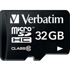 Verbatim MicroSDHC 32GB Class 10 incl Adapter