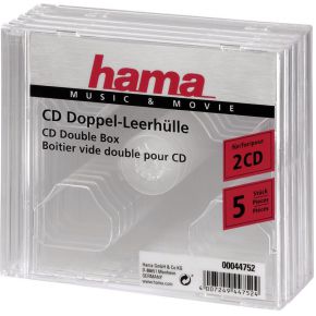 Hama Cd Double Box 5 Pack Transparant Jewel Case 44752 hama kopen in de aanbieding