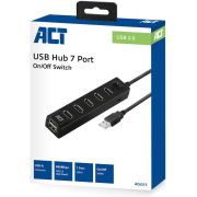 ACT-USB-Hub-2-0-7x-USB-A-aan-en-uit-schakelaar-zwart