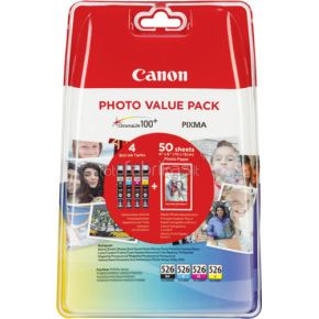 Canon Cli 526 Photo Value Pack Cmybk Pp 201 10X15 Cm 50 Bl canon kopen in de aanbieding