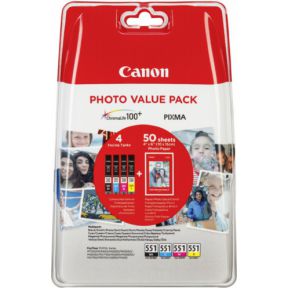 Canon CLI-551 Photo Value Pack C/M/Y/BK PP-201 10x15 cm 50 bl.
