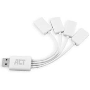 ACT USB Hub 2.0, 4x USB-A, flexibel, wit