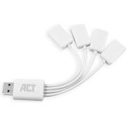 ACT USB Hub 2.0, 4x USB-A, flexibel, wit
