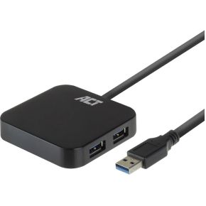 ACT USB Hub 3.2, 4x USB-A, met stroomadapter, zwart