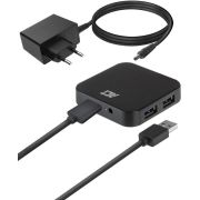 ACT-USB-Hub-3-2-4x-USB-A-met-stroomadapter-zwart