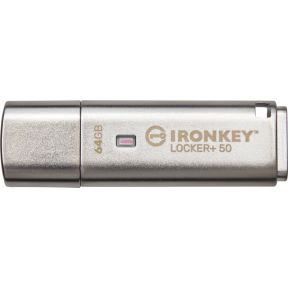 Kingston Technology IronKey Locker+ 50 USB flash drive 64 GB USB Type-A 3.2 Gen 1 (3.1 Gen 1) Zilver