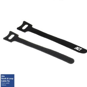ACT CT4005 Klittenband Tie Wraps | Kabelbinders 12/180 mm | 20 stuks | Zwart