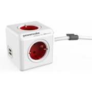 Allocacoc-PowerCube-Extended-USB-incl-1-5-m-kabel-rood-Type-F