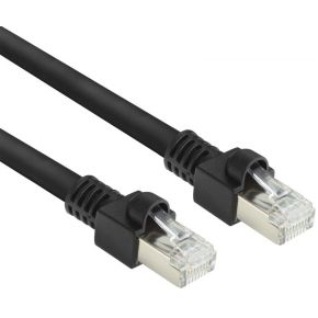 ACT Zwart 0,5 meter S/FTP CAT7 PUR flex patchkabel snagless met RJ45 connectoren (CAT6A compliant)