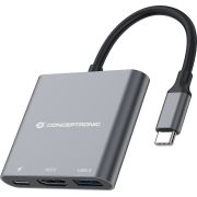Conceptronic DONN01G interface hub USB 3.2 Gen 1 (3.1 Gen 1) Type-C 5000 Mbit/s Zwart, Grijs