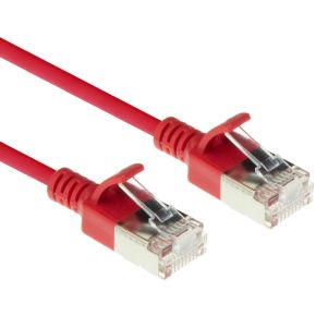 ACT Rode 10 meter LSZH U/FTP CAT6A datacenter slimline patchkabel snagless met RJ45 connectoren