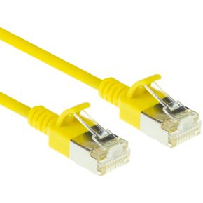 ACT Gele 10 meter LSZH U/FTP CAT6A datacenter slimline patchkabel snagless met RJ45 connectoren