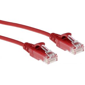 ACT Rode 10 meter LSZH U/UTP CAT6 datacenter slimline patchkabel snagless met RJ45 connectoren