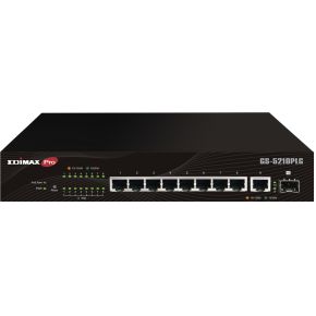 Edimax Switch GS-5210PLG Managed Gigabit Ethernet (10/100/1000) Power over Ethernet (PoE) Zwart