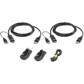 ATEN 1.8M USB Universeel veilig KVM-kabelpakket met dubbel display