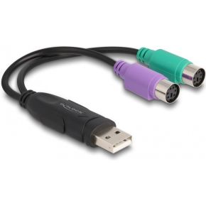 DeLOCK 61051 PS/2-kabel 0,17 m 2x 6-p Mini-DIN USB A Zwart, Groen, Paars