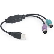 Gembird UAPS12-BK PS/2-kabel 0,3 m 2x 6-p Mini-DIN USB A Zwart, Groen, Paars