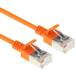 ACT Oranje 10 meter LSZH U/FTP CAT6A datacenter slimline patchkabel snagless met RJ45 connectoren