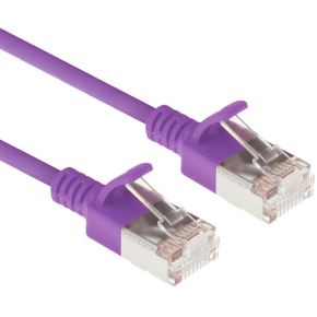 ACT Paarse 5 meter LSZH U/FTP CAT6A datacenter slimline patchkabel snagless met RJ45 connectoren