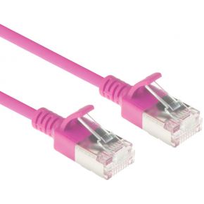 ACT Roze 5 meter LSZH U/FTP CAT6A datacenter slimline patchkabel snagless met RJ45 connectoren