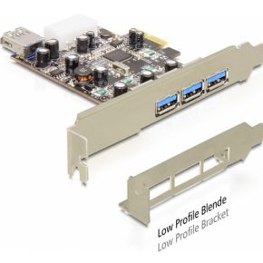Delock 89281 PCI Express x1-kaart > 3 x extern + 1 x intern USB 3.0 Type-A female