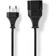 Nedis Stroomkabel | Euro Male | Euro Female | Recht | Recht | Vernikkeld | 2.00 m | Rond | PVC | Zwart | L