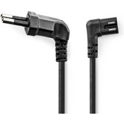Nedis Stroomkabel | Euro Male | IEC-320-C7 | Gehoekt | Links Gehoekt | Vernikkeld | 2.00 m | Plat | PVC |