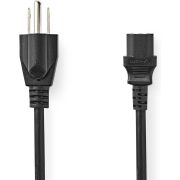 Nedis Stroomkabel | USA Male | IEC-320-C13 | Recht | Recht | Vernikkeld | 2.00 m | Rond | PVC | Zwart | La