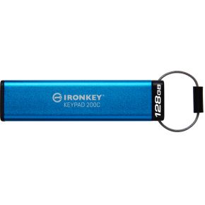 Kingston Technology IronKey Keypad 200 USB flash drive 128 GB USB Type-C 3.2 Gen 1 (3.1 Gen 1) Blauw