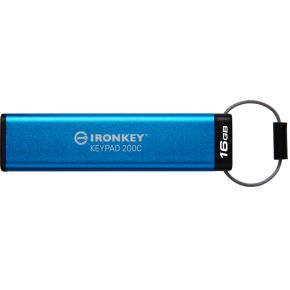 Kingston Technology IronKey Keypad 200 USB flash drive 16 GB USB Type-C 3.2 Gen 1 (3.1 Gen 1) Blauw