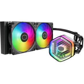 Cooler Master MASTERLIQUID 240 ATMOS - Vloeistof-koelsysteem processor - afmeting radiator: 240 mm - voor Intel LGA 115x, 1200, 1700 - AMD AM5, AM4 - 2x Sickleflow Edge 120 ARGB Fans - Aluminium - zwart