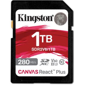 Kingston Technology 1TB Canvas React Plus SDXC UHS-II 280R/150W U3 V60 voor Full HD/4K