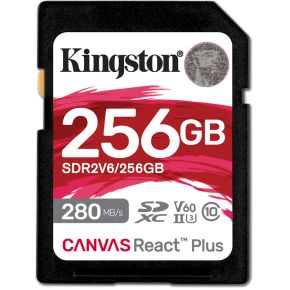 Kingston Technology 256GB Canvas React Plus SDXC UHS-II 280R/150W U3 V60 voor Full HD/4K