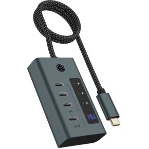 ICY BOX IB-HUB1454-C31 USB 3.2 Gen 1 (3.1 Gen 1) Type-C 10000 Mbit/s Blauw, Grijs