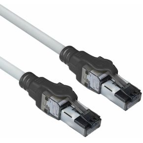 ACT Grijze 1.5 meter S/FTP CAT6A IDC 4PPoE / PoE++ 100W LSZH patchkabel snagless met RJ45 connector