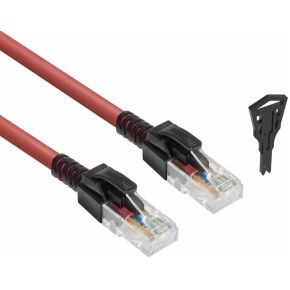 ACT Rode 5 meter U/UTP CAT6A LSZH vergrendelbare patchkabel snagless met RJ45 connectoren