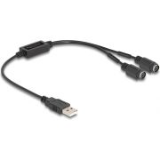 DeLOCK 61061 PS/2-kabel 0,43 m 2x 6-p Mini-DIN USB A Zwart