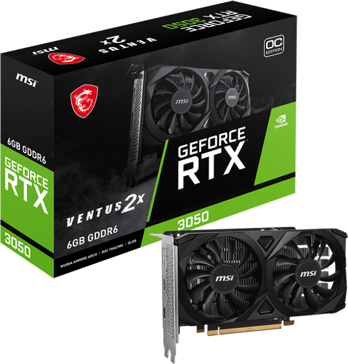 Megekko.nl - MSI GeForce RTX 3050 VENTUS 2X E 6G OC Videokaart