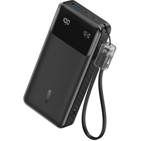 Anker draagbare oplader - 20.000mAh-powerbank met geïntegreerde USB-C-kabel die met 30 W kan opladen - voor iPhone 14-serie MacBook Galaxy iPad AirPods en meer