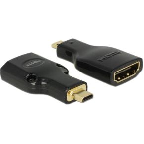 Delock 65664 Adapter High Speed HDMI met Ethernet - HDMI Micro-D male > HDMI-A female 4K zwart