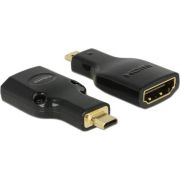 Delock 65664 Adapter High Speed HDMI met Ethernet &ndash; HDMI Micro-D male > HDMI-A female 4K zwart