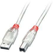 Lindy 41751 0.5m USB A USB B Transparant USB-kabel
