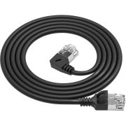 ACT Zwarte 0.5 meter U/FTP CAT6A LSZH Slimline patchkabel met RJ45 connectoren recht naar 90&deg; haaks