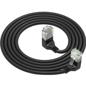 ACT Zwarte 5 meter U/UTP CAT6A LSZH Slimline patchkabel met RJ45 connectoren 90° haaks beneden naar