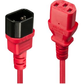 Lindy IEC C14/IEC C13 M/F 1m IEC C14 IEC C13 Zwart, Rood