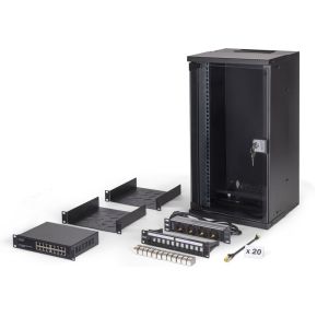Digitus 10  network bundle, 12U cabinet and equipment, bl Zwart