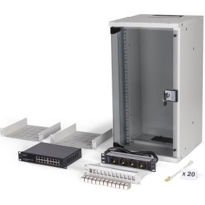 Digitus 10  network bundle, 12U cabinet and equipment, gr Grijs
